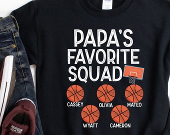 Basketball Papa Sweatshirt/ Custom Papa Basketball Gift/ Papa's Favorite Squad/ Personalized Grandpa Basketball Hoodie
