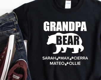 Custom Grandpa Sweatshirt/ Personalized Grandpa Pull Over Gift/ Customized Grandchildrens Names/ Grandpa Bear/ Cute Grandpa Sweatshirt