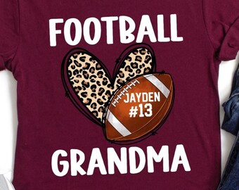 Grandma Football Shirt/ Custom Football Shirt/ My Favorite Player Calls Me Grandma/ Cute Grandma Football Gift/ Football Leopard Print Tee