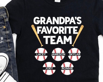 Grandpa Baseball Shirt/ Custom Grandpa Baseball Gift/ Grandpa's Favorite Team/ Personalized Baseball Shirt/ Baseball Shirt Gift For Grandpa