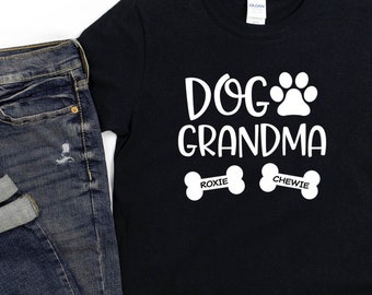 Camisa de la abuela del perro/ Lindo regalo personalizado de la abuela del perro/ Abuela del perro/ Regalo personalizado de la abuela/ Lindo regalo de impresión de la pata del perro para la abuela