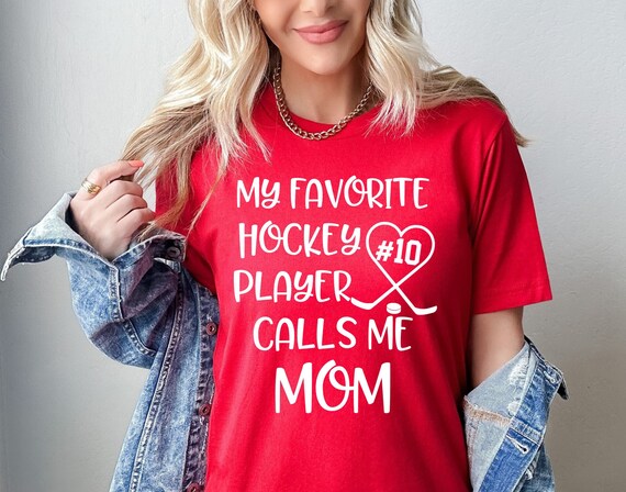 Hockey Mom Shirt/ Hockey Sticks Heart Mom Shirt/ Customized Mom Hockey Shirt/ My Favorite Hockey Player Calls Me Mom/ Hockey Shirt For Mom