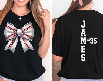 Coquette Baseball Bow Shirt | Personalized Baseball Grandma Shirt | Baseball Mom Tee | Cute Game Day Shirt | Game Day Shirt