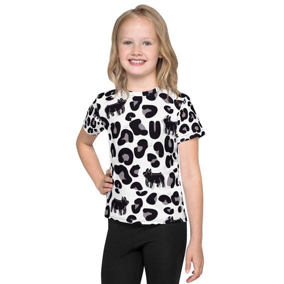 Pigs and leopard print Kids crew neck t-shirt, show pigs, stock show,show mom, pig,sow