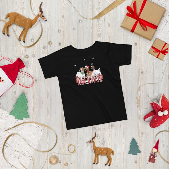 Hoofy Holidays, Toddler Short Sleeve Tee, show goat, stock show, showing livestock, show mom, show dad, Christmas, gift