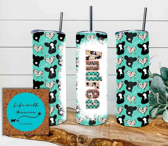 Personalized 20 ounce stainless steel tumbler, I Love Cows, Angus, Simmental, show cattle, livestock, stock show, show mom, show dad