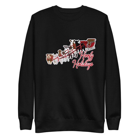 Unisex Sweatshirt Hoofy Holiday, show cattle, show goat, show pig, showing livestock, show sheep, lamb, show mom, show dad, christmas, gift