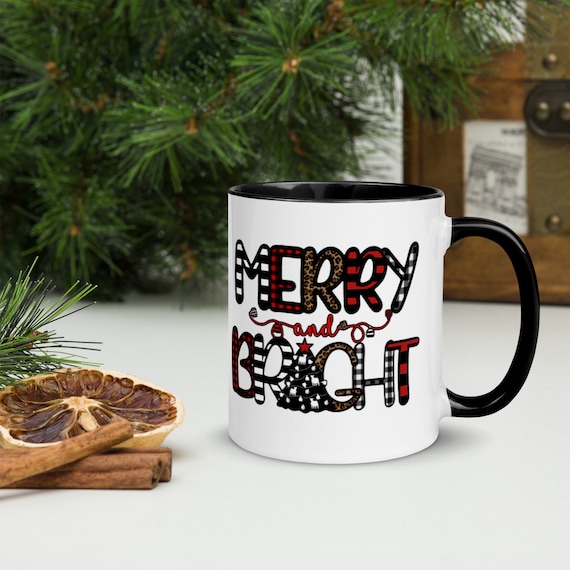 Merry and bright, Mug with Color Inside, showing livestock, stock show, show cattle, heifer, steer, show mom, show dad, Christmas mug