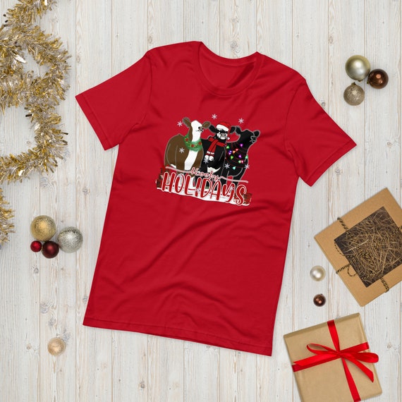 Hoofy Holidays, unisex Short Sleeve Tee, show cattle, stock show, showing livestock, show mom, show dad, Christmas, heifer, steer,