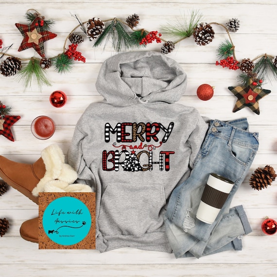 Merry and Bright Unisex Hoodie, christmas sweatshirt, show cattle, show mom, show dad, gift, heifer, steer, show cow