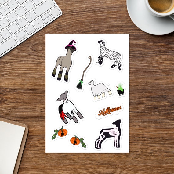 Halloween show sheep Sticker sheet, showing livestock, lamb, stock show, show mom, show dad, ewe