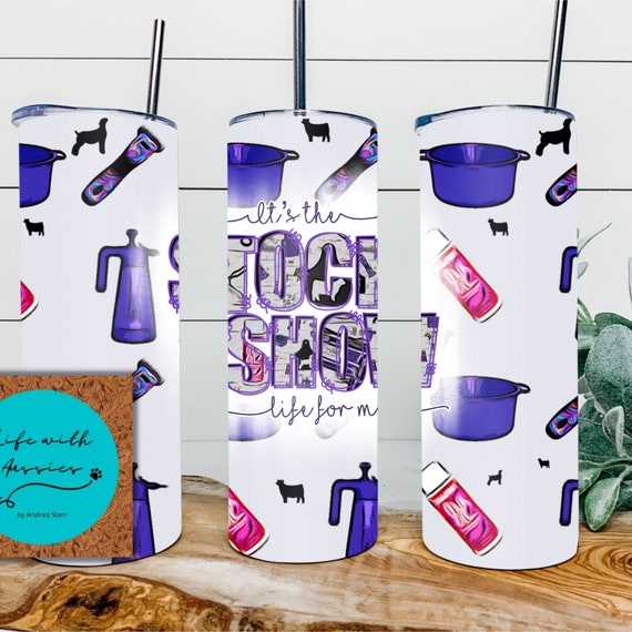 It's the STOCK SHOW life for me, 20 oz stainless steel double walled tumbler,show cattle and goats, show mom, gift, show dad