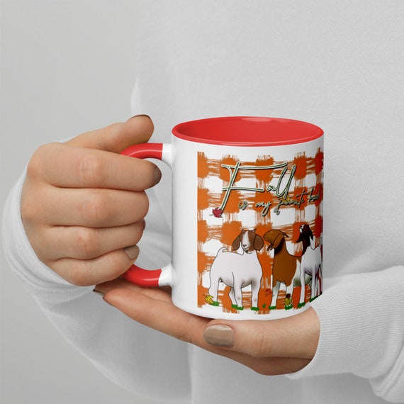 Goats of fall, show goat, stock show, showing livestock, Mug with Color Inside, show mom, show dad, gift