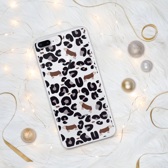 Hereford pig and leopard print iPhone Case, show pigs, stock show, showing livestock, gift, phone case, show mom, show dad