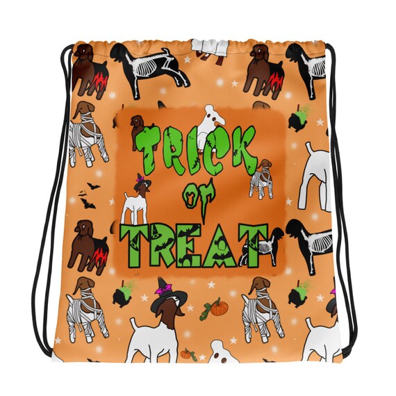 Trick or treat Drawstring bag featuring goats, showing livestock, show mom, show dad, halloween, stock show, show goat, show pig, cattle