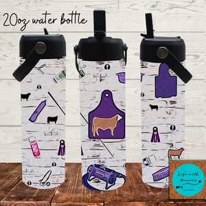 20 oz double walled water bottle, Simbrah heifers, show cattle, showing livestock, red baldy, black baldy, show mom, gift, daughter