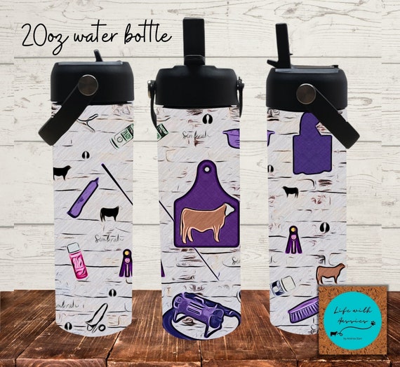20 oz double walled water bottle, Simbrah heifers, show cattle, showing livestock, red baldy, black baldy, show mom, gift, daughter