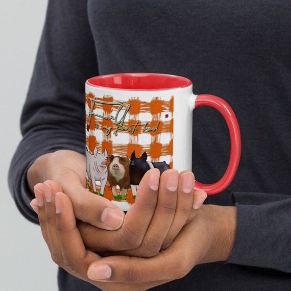 Fall is my favorite breed, show pigs, stock show, Mug with Color Inside, showing livestock, show mom, show dad, gift