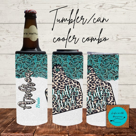 Bride's Herd Can bottle cooler tumbler combo, 4 in 1 doozie, show cattle, showing, bridesmaid, matron of honor, gift, custom