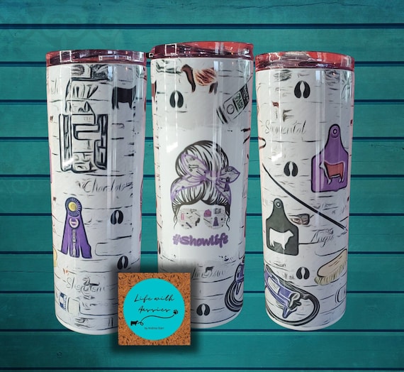 20oz skinny tumbler, show cattle, show mom, messy bun tumbler, stock show life, show life, show pig, pigs, show goat, show sheep