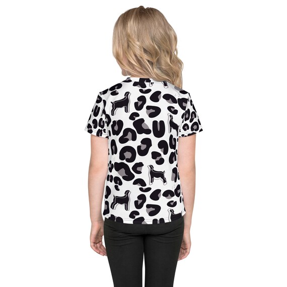 Goats and leopard print Kids crew neck t-shirt, show goats, show mom, stock show
