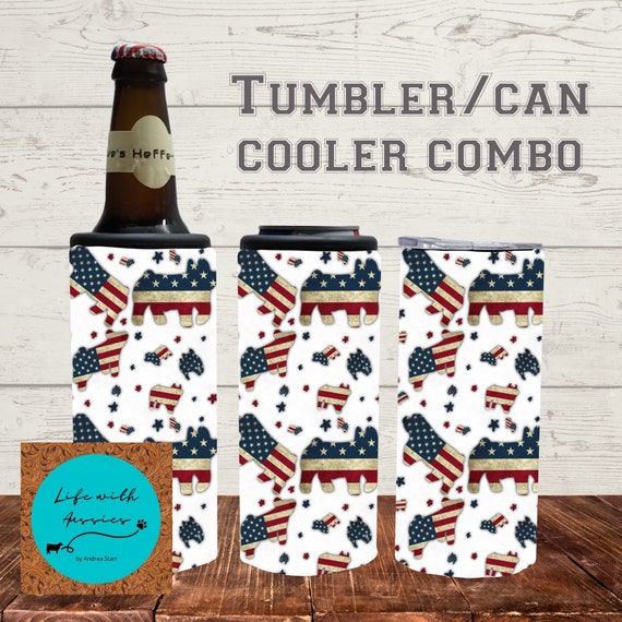 Patriotic Show Animals, Water bottle, 20 oz tumbler or 4 in 1 can/bottle cooler tumbler combo, showing, stock show, pig, cattle, gift