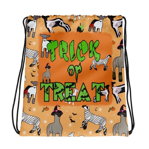Trick or Treat with Sheep, Drawstring bag, show sheep, lamb, stock show, showing livestock, show mom, show dad, halloween, gift