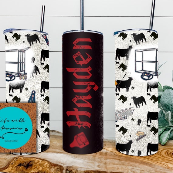 Personalized 20 ounce stainless steel tumbler, steer, cow gift, show cattle, livestock, stock show, show mom, show dad, fitter, brother