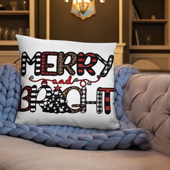 Merry and bright Basic Pillow, show cattle, showing livestock, heifer, steer, Christmas gift, stock show, show mom, show dad