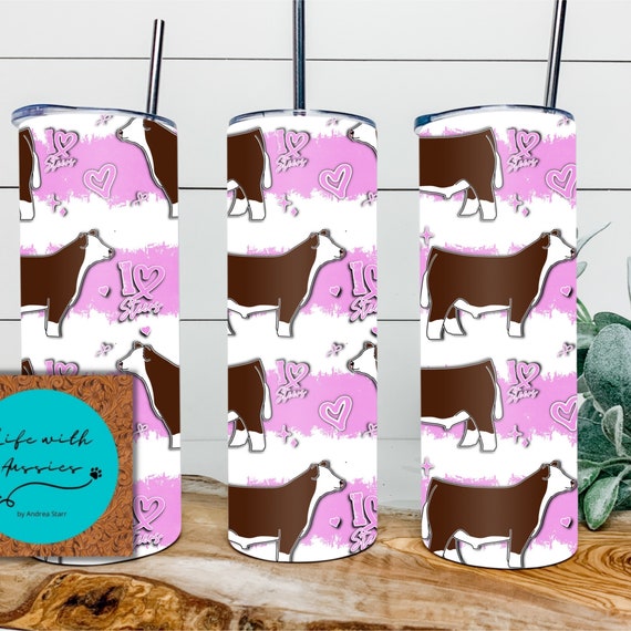 I love steers, Stock show, livestock, showing,  show cattle, 4 in 1 can cooler, 20oz tumbler, gift, show mom, steer