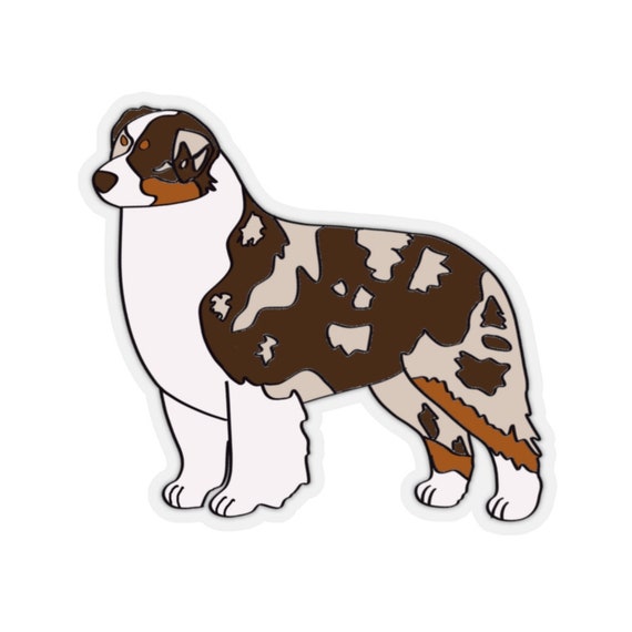 Red merle Australian shepherd sticker, aussie, red tri, blue merle, black tri, wiggbutt, dog, herding dog, stock dog