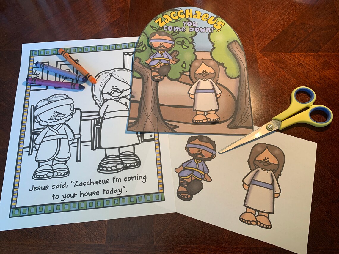Zacchaeus and Jesus Bible Craft and Color Sheet - Etsy