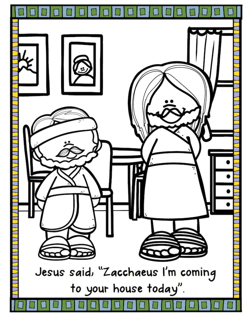 Zacchaeus and Jesus Bible Craft and Color Sheet - Etsy
