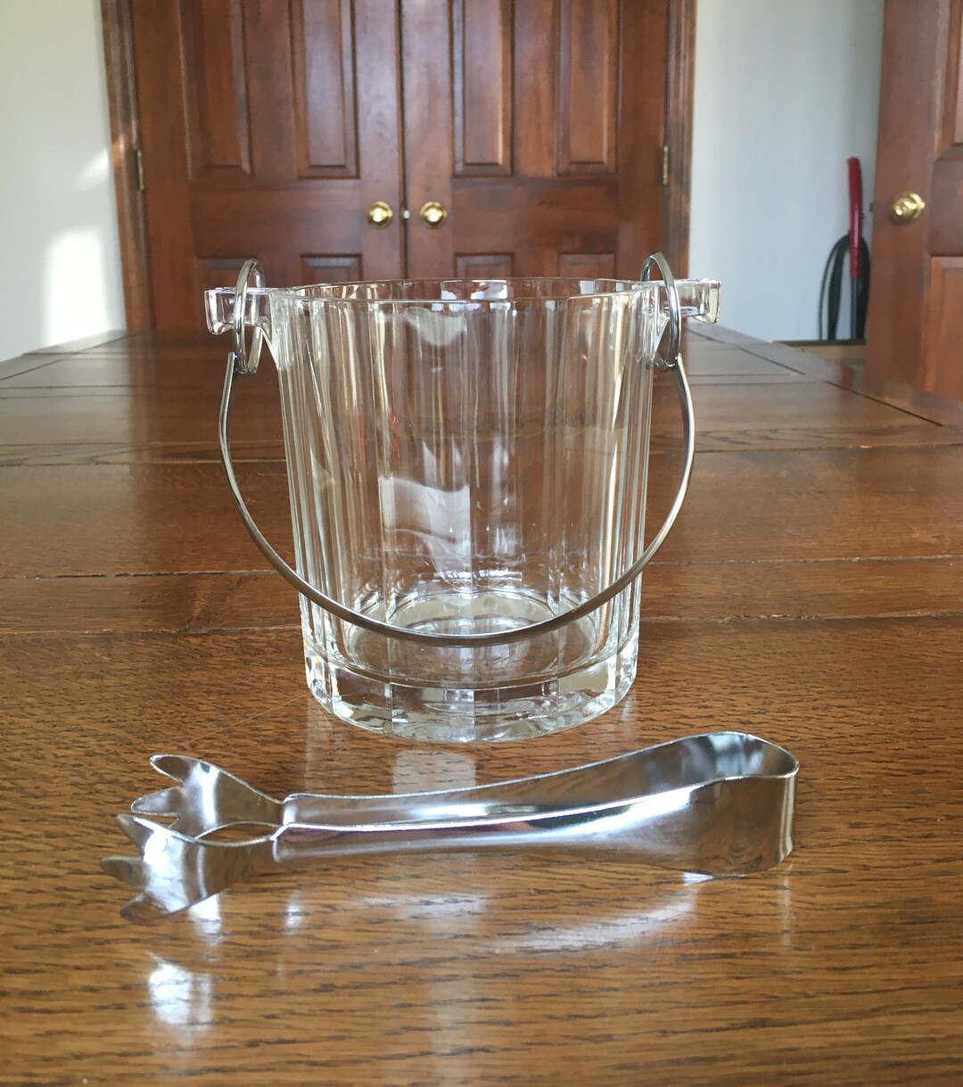 MCM Ice Bucket Optic Glass With Silver Tone Metal Handle and Etsy