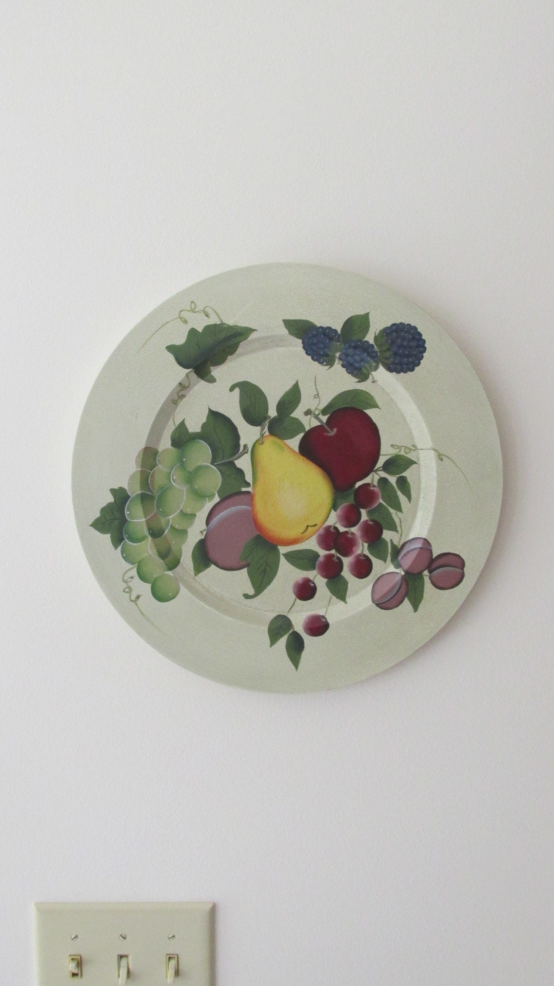 Homco Home Interiors Sonoma Villa Large Ceramic Pitcher Raised Fruit  Pattern Gra