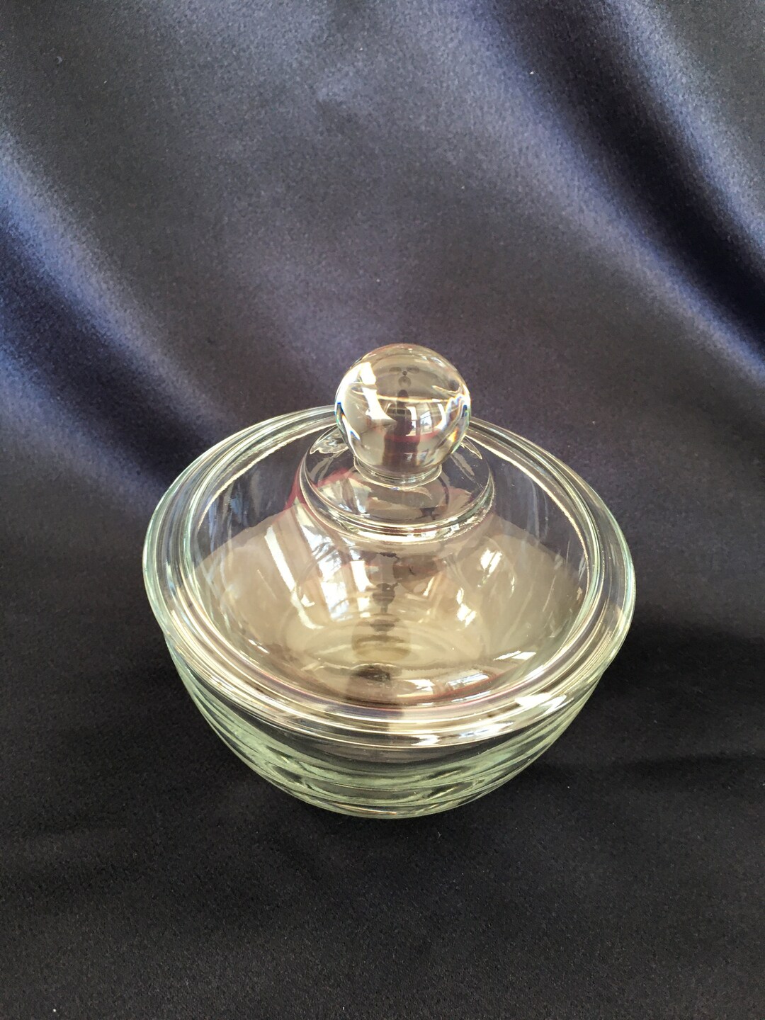 Crystal Glass Box With Lid Dresser Bath Trinket Vintage Glass Etsy
