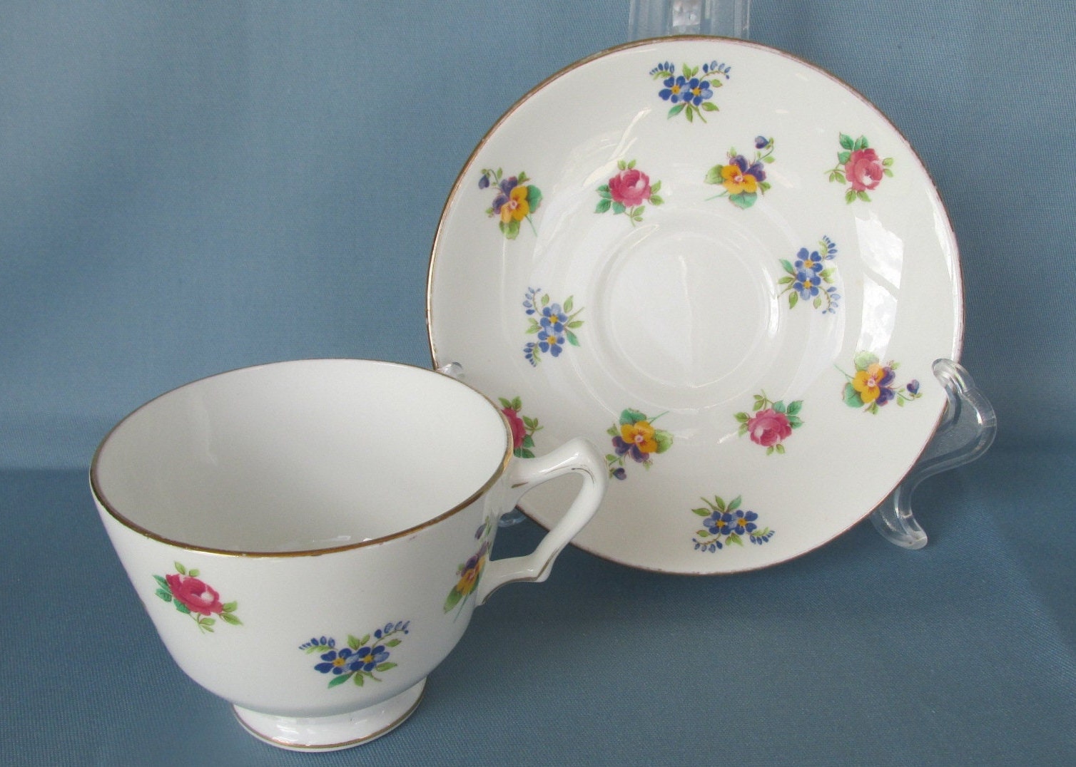 Crown Staffordshire Fine Bone China Tea Cup and Saucer Est 1801 England