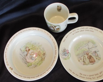 Mrs. Tiggy-Winkle Nursery Set Wedgwood 3 Pieces Beatrix Potter Designs Made in England New in Box Vintage