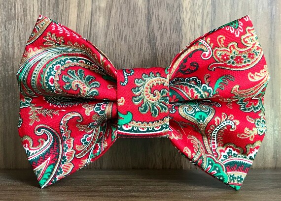 Red Dog Bow Tie Red Paisley Dog Bow Tie Red Paisley Bow Tie Boy Dog Bow Tie Red Paisley Cat Bow Tie Country Bow Tie Rustic Bow Tie