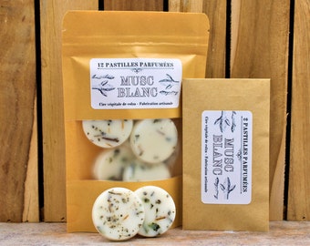 ALMIZCLE BLANCO - Pastillas perfumadas - Cera de colza - Ceras vegetales fundentes.