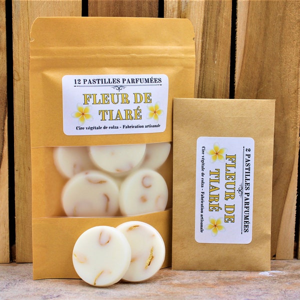 FLEUR DE TIARÉ - Pastilles parfumées - Cire de colza - Fondants de cire végétale.