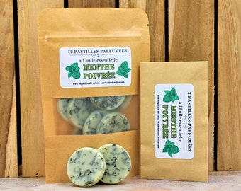 PEPPERMINT, essential oil - Scented lozenges - Scented wax melts - rapeseed vegetable wax.