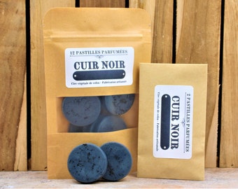 BLACK LEATHER - Scented pastilles - Rapeseed wax - Vegetable wax melts.
