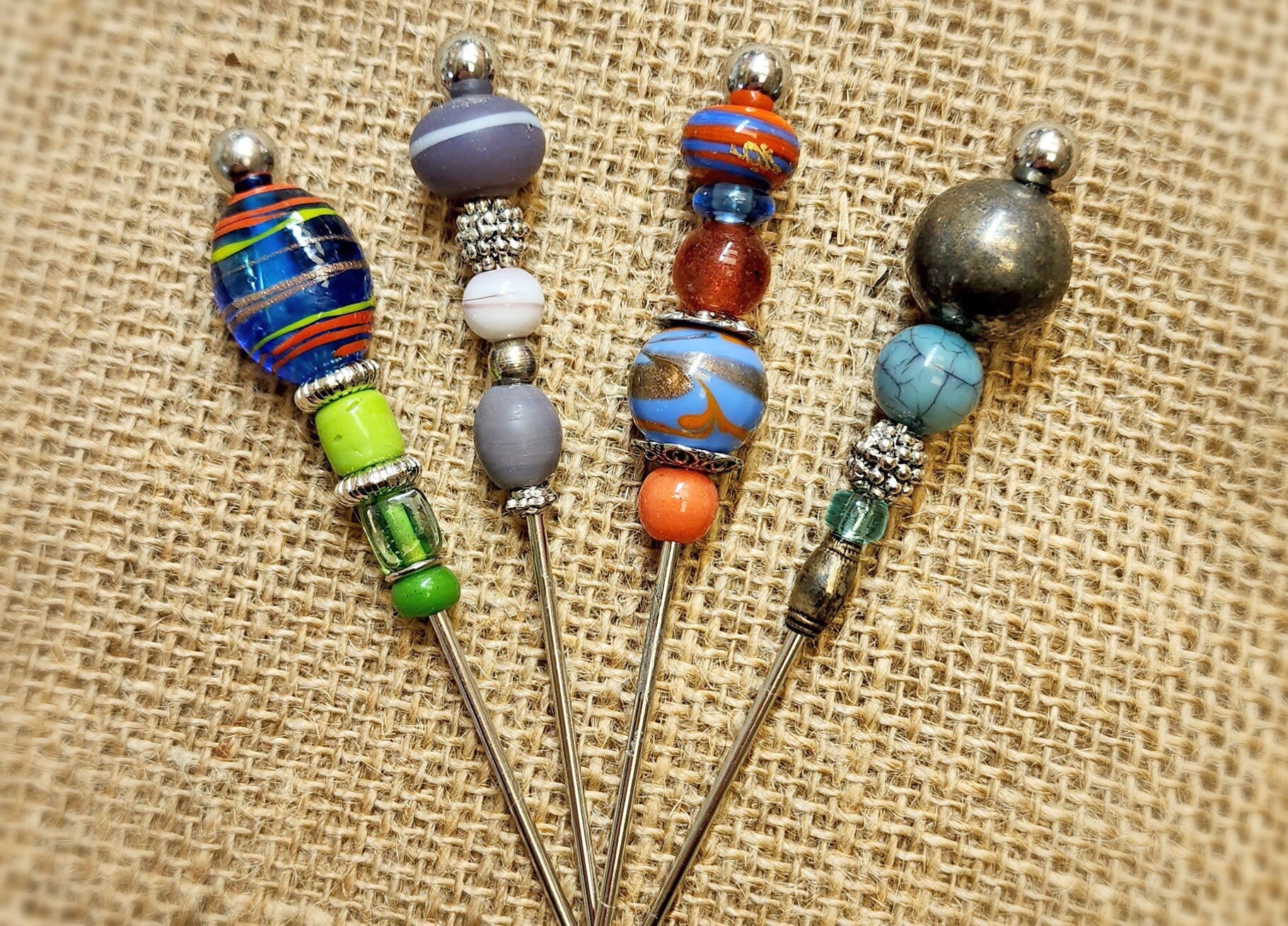 Striking Beaded 6 inch Stick Pins ~ Scarf Pin ~ Lapel Pin ~ Shawl Brooch  Pin ~ Hijab Brooch Pin ~ Wedding Pin ~ Your Choice