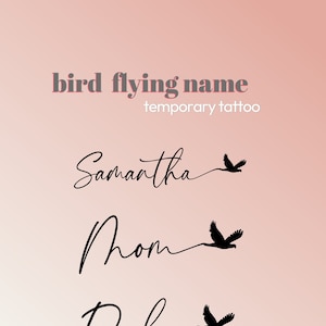 Loving Bird Flying Temporary Name Custom Tattoo
