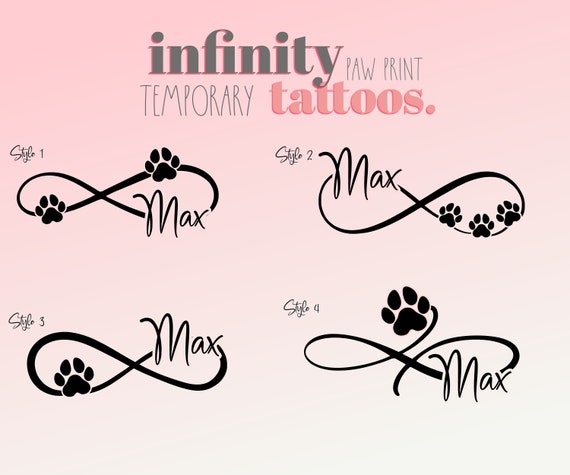 Paw Print Custom Infinity Temporary Personalized Dog Name - Etsy Paw Print Custom Infinity Temporary Personalized Dog Name - Etsy