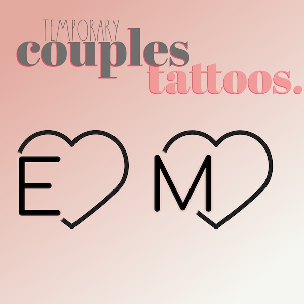 Couples BFF Initial Heart Temporary Personalized Name Tattoo