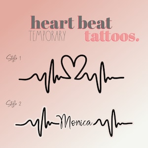 Custom Heartbeat Temporary Personalized Name Tattoo