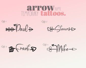 Custom Arrow Temporary Personalized Name Tattoo