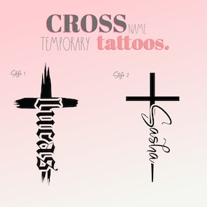 Custom Cross Temporary Personalized Name Tattoo